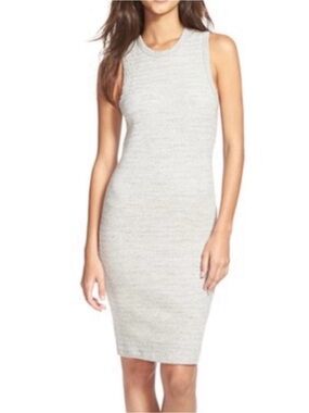 James Perse Standard ribbed gray body on tank dress sleeveless Classic midi